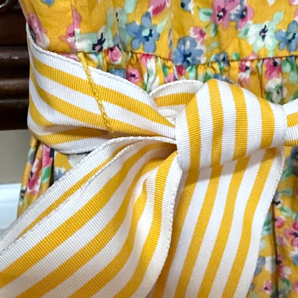 Polo Ralph Lauren Yellow Kids Dress with Belt Easter Spring Girl’s 12 - Picture 2 of 9